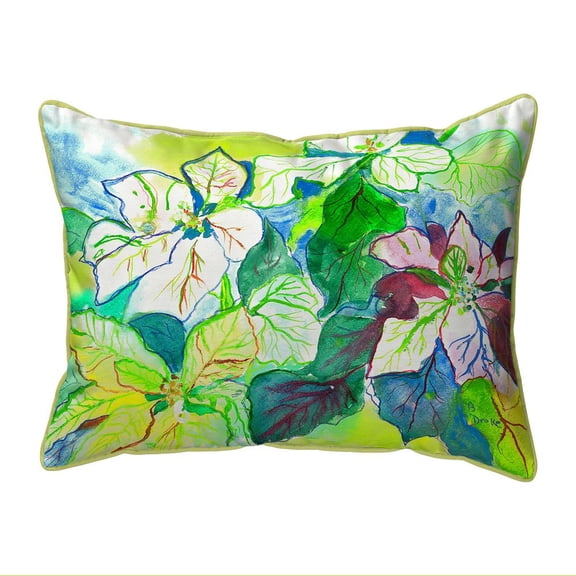 Betsy Drake Interiors White Poinsettia Large Indoor/Outdoor Pillow 16x20