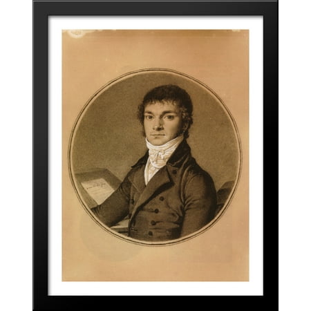 Seat Black Denim - Pierre Guillaume Cazeaux, half-length, seated at a desk 28x36 Large Black Wood Framed Print Art by Jean Auguste Dominique Ingres