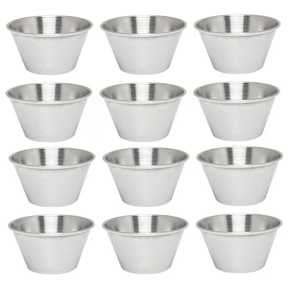 - 3 oz Stainless Steel Condiment Sauce Cups Set of 12- Individual Round Condiments Cups Ramekins Dipping Sauce Cup Portion Dipping Sauce Kitchen Cups
