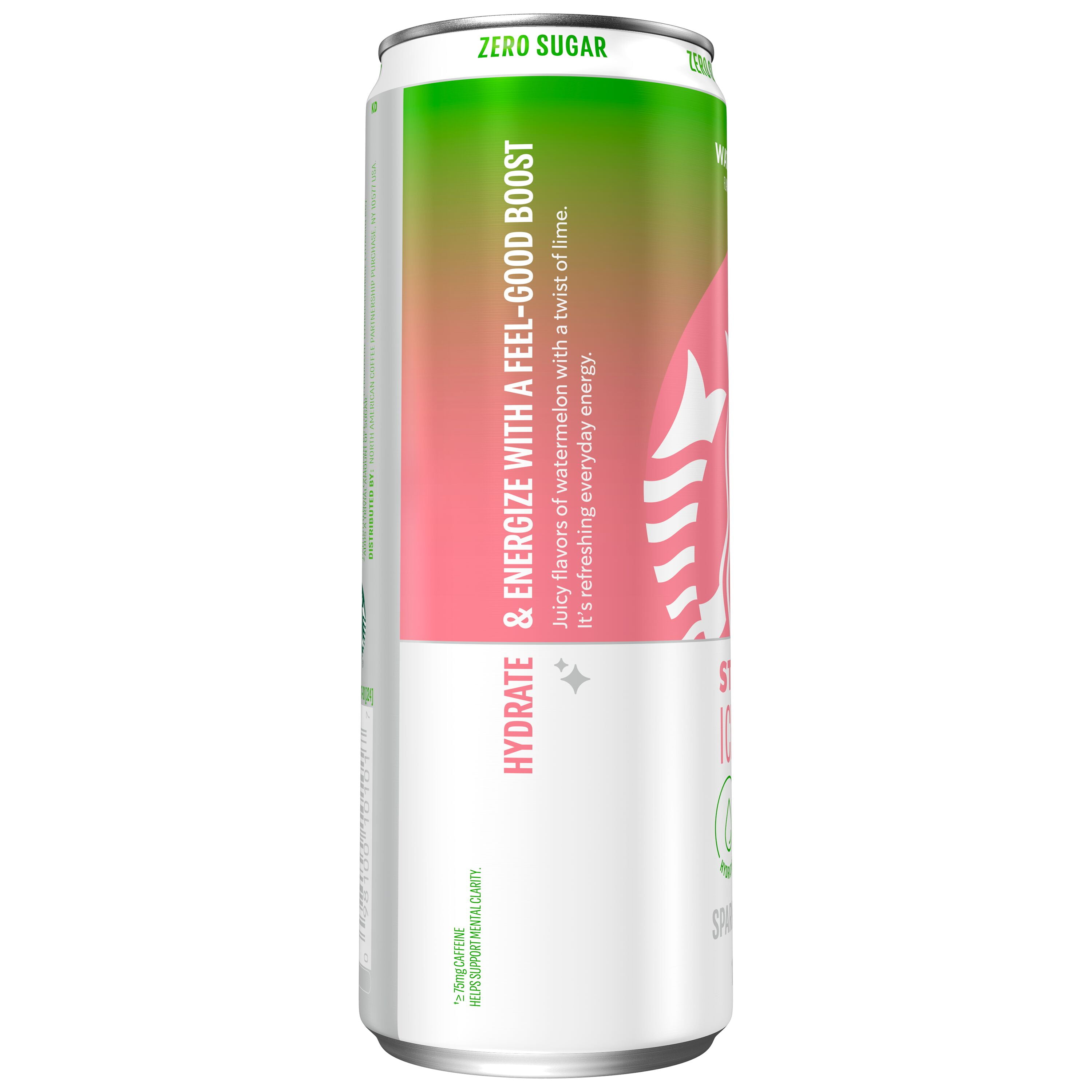 Starbucks Iced Energy Zero Sugar Sparkling Watermelon Twist Energy Drink, 12 fl oz cans 12 Pack