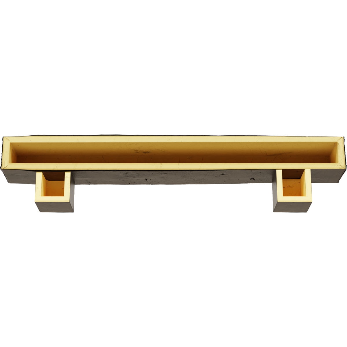Ekena Millwork 4"H x 8"D x 48"W Knotty Pine Faux Wood Fireplace Mantel Kit w/ Alamo Corbels, Premium Walnut