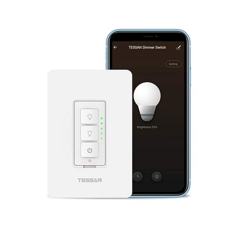 Smart Dimmer Switch for LED Plannu WiFi Dimmer Switch Compatible with and Google Assistant, Single-Pole, Neutral Wire Required, Programmable Timer Schedule Switch - White | Walmart Canada