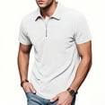 thumbnail image 3 of Fnooota Mens Polo Shirts with Collar, Casual Short Sleeve Pullover Zipper Summer Shirts White Size 3XL, 3 of 8
