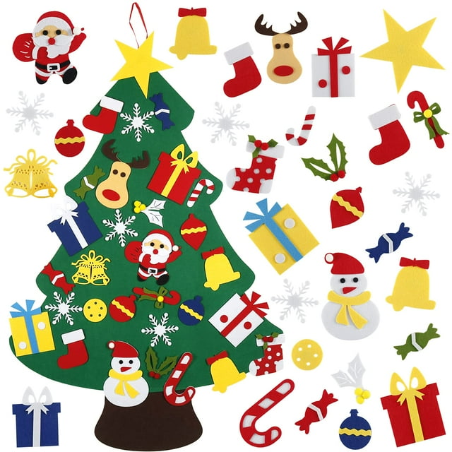 Árbol de Navidad de fieltro DIY Árbol de Navidad de fieltro de 3,2 pies para niños pequeños Árbol de Navidad de fieltro para niños DIY de pared para niños