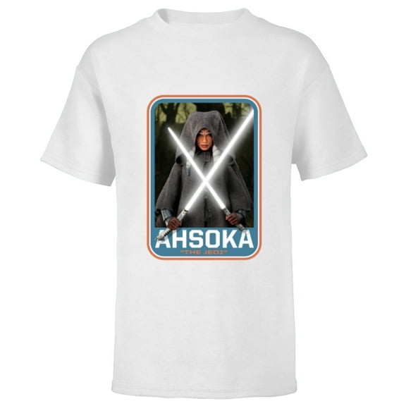 Star Wars The Mandalorian Ahsoka Tano Twin Lightsabers - Short Sleeve T-Shirt for Kids - Customized-White