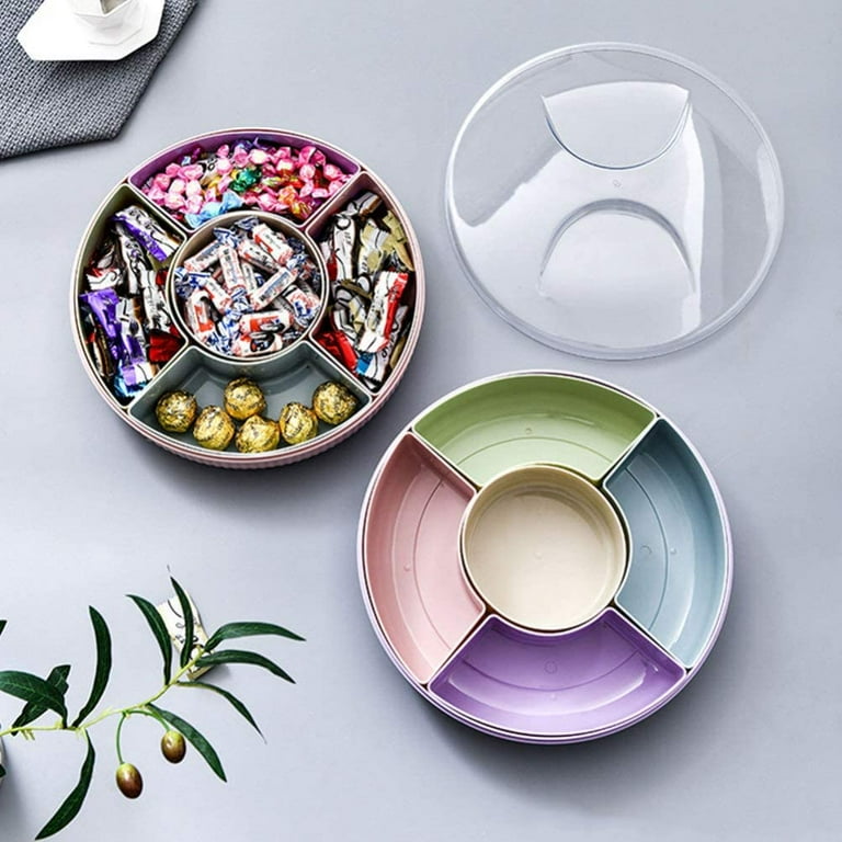 Mimeile Circle Fruit Tray Separable Snacks Bowl Nut