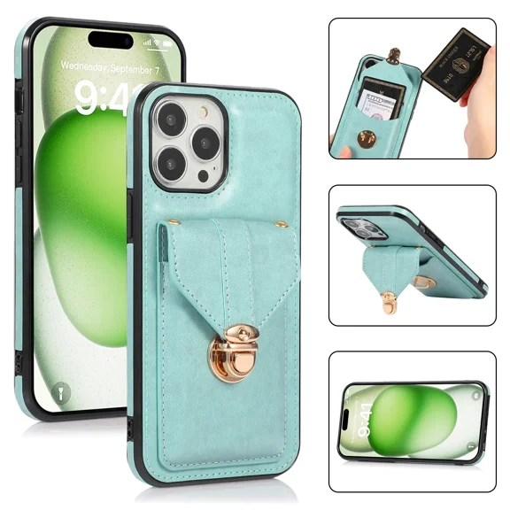 Phone case wallet card with leather holder shockproof phone case, suitable for iPhone 14 phone case