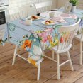 thumbnail image 4 of Easter Rectangle Tablecloth, Spring Watercolor Bunny Eggs Flower Wood Grain Blue Waterproof & StainResistant Tablecloth, Washable Oil-proof Table Cover for Dining/Party/Wedding/Buffet 54x108 In, 4 of 9