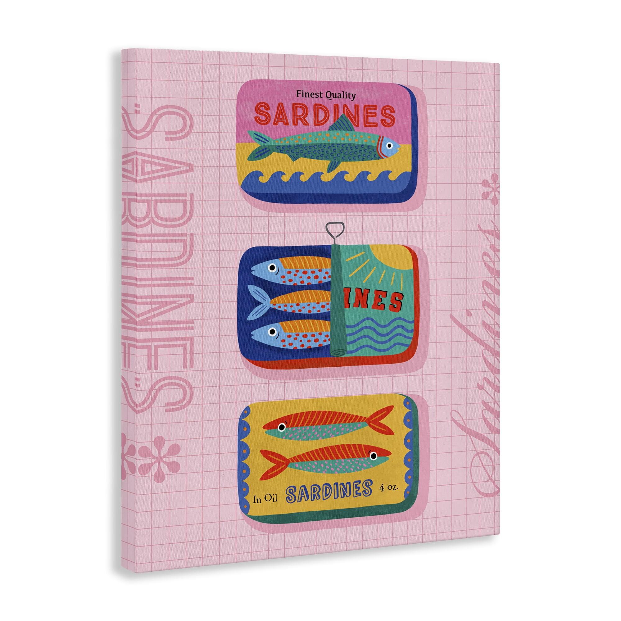 Stupell Industries Bright Sardine Can Designs Food & Beverage Painting Wrapped Canvas Art Print Wall Art, 30 x 40