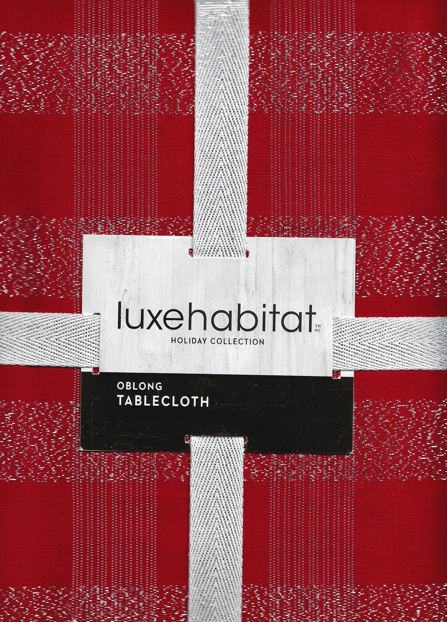Christmas Tablecloth Red with Silver Metallic Threads Luxe Habitat(70