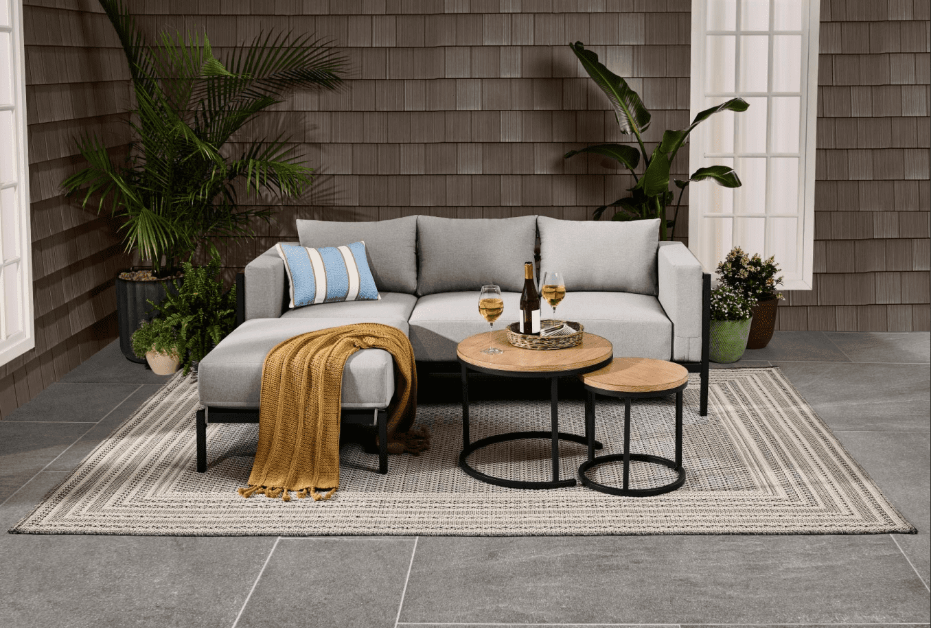 Better Homes & Gardens Marlow Outdoor 2pc Patio Sectional, Gray