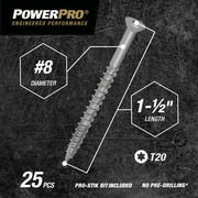 Power Pro ONE Exterior Flat-Head Multi-Material Screws (#8X1-1/2) - 25 Pieces