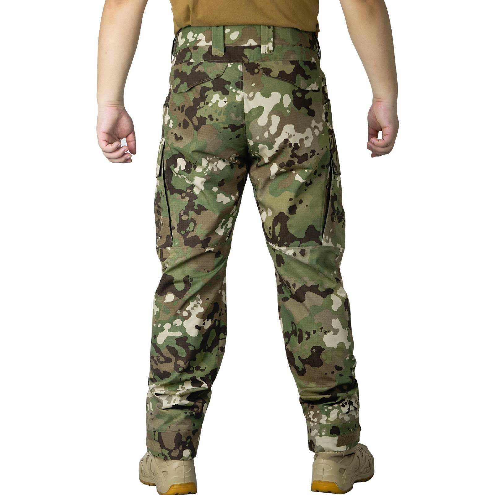 Men's Camo Cargo Pants, Water Resistant Hiking Work Pants with Multi-Pockets, Outdoor Ripstop Camouflage Trousers (No Knee Pads)