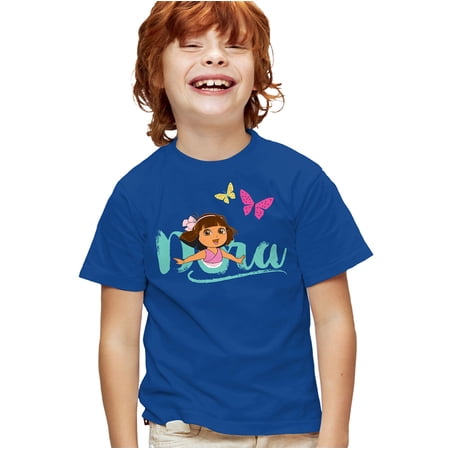 Popfunk Dora The Explorer With Butterflies Kids T Shirt for Youth Boys and Girls, Royal, Small