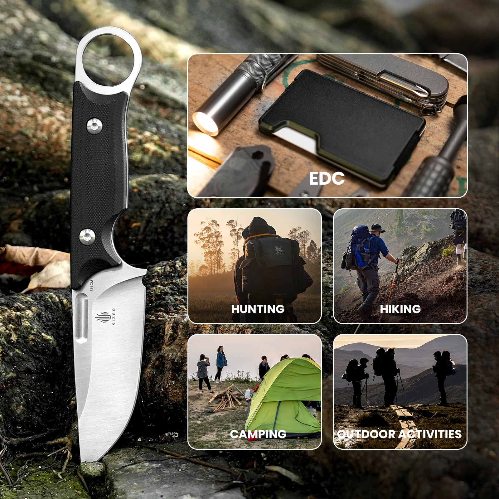 Kizer Cabox Fixed Blade Knife 154CM Blade G10 Handle Pocket Tactical Knives 1048C1