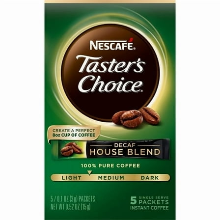 Nescafé Decaf Taster's Choice, Light Medium Roast Instant Coffee Packets, 5 Count(Pack of 5)