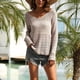 thumbnail image 5 of Xuyuer Womens Knit Sweater 2025 Crewneck Cute Elegant Soft Long Sleeve Hollow Cable Knit Pullover Tops, 5 of 6