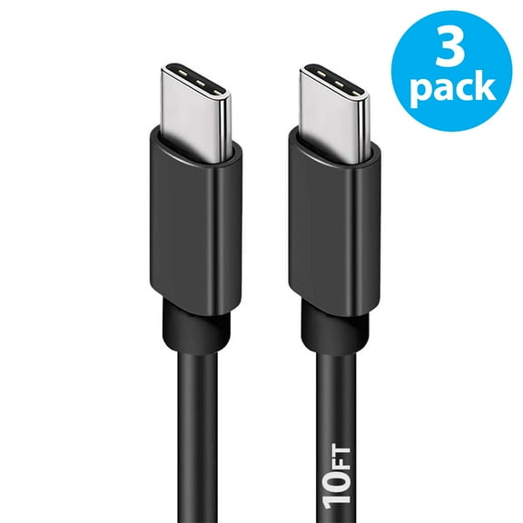 USB C to USB C Cable [10ft, 3-Pack], AFFLUX 60W/3A Fast Charging USB Type C Charger Cord Compatible with Samsung Galaxy S22/S22 , S21/S21  Ultra 5G, S20/S20  Ultra 5G, Note 20/10, Pixel, Black