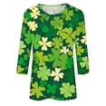 thumbnail image 5 of St Patricks Day Top Women, 3/4 Sleeve T Shirts for Women, Round Neck Blouses Tee Shirts Ladies' Casual Loose St. Patrick's Day Printed Blouse Crewneck Three Quarter Sleeves T-Shirt Top, 5 of 5