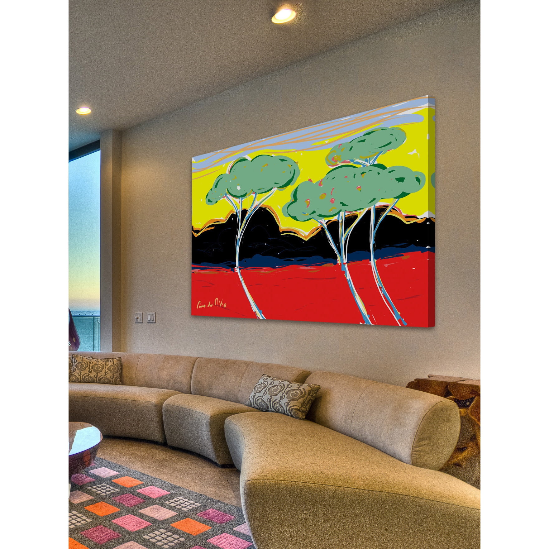 Marmont Hill "Juan Les Pins 1" by Arthur Pina Painting Print on Wrapped Canvas