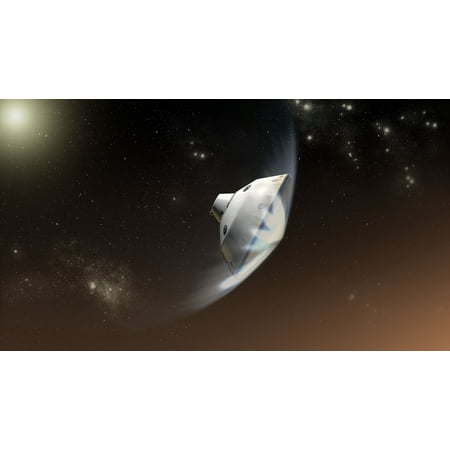 Poster Set Science Lab - Concept of NASAs Mars Science Laboratory aeroshell capsule as it enters the Martian atmosphere Poster Print