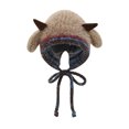 thumbnail image 2 of Wutalume Knitted Winter Hat with Plush Sounding Lamb Ear Flaps, Fleece Lined Warm Beanie for Kids and Adults, Fun and Cozy Cold Weather Hat,Khaki, 2 of 4