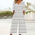 thumbnail image 2 of Edvintorg Striped Jumpsuits for Women Casual Short Sleeve V Neck Back Zipper Wide Leg Jumpsuit with Pocket Summer Beach Vacation Clothes for Women, 2 of 5