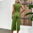 thumbnail image 5 of BONIXOOM Jumpsuits for Women Women's Pants Solid Mid Waisted Long Dance Casual Dress Active Fit Wide-Leg Dress Army Green 2XL, 5 of 9