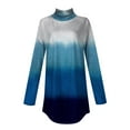 thumbnail image 5 of Womens Turtleneck Long Sleeve Shirts Fall Tie Dye Mock Neck Tops Business Casual Tunic Tops to Wear with Leggings 09-Dark Blue XXL, 5 of 5