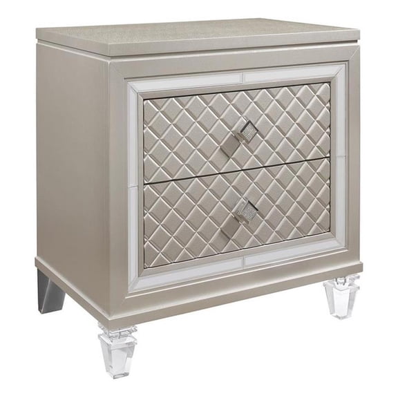 Global Furniture USA Paris Beige 2-Drawer Nightstand with Tapered Acrylic Legs