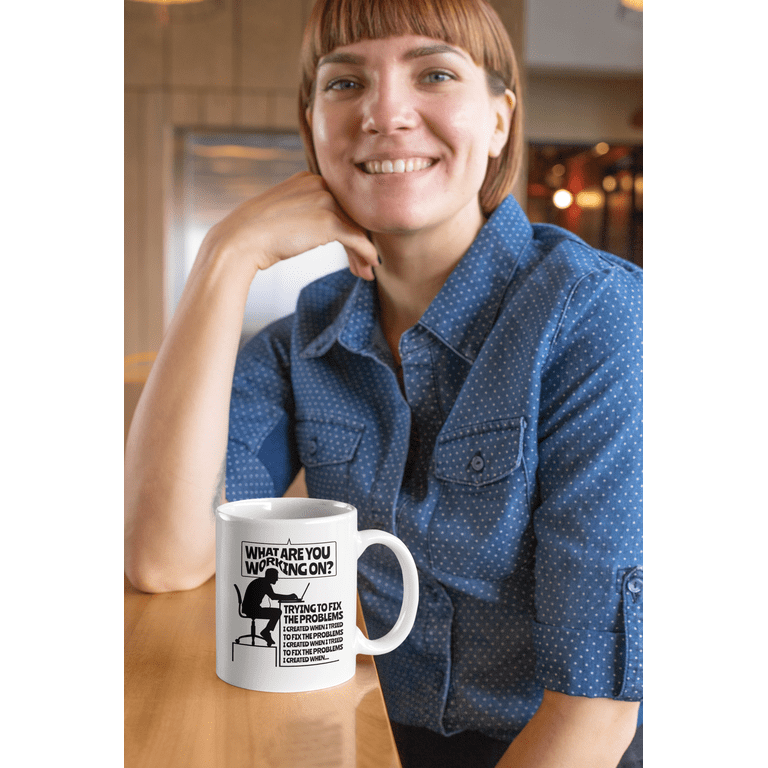 Tazza Umoristica Per Programmatore – What Are You Working On? Trying To Fix A Problem – 15oz – Regalo Per Sviluppatori E Informatici - 4
