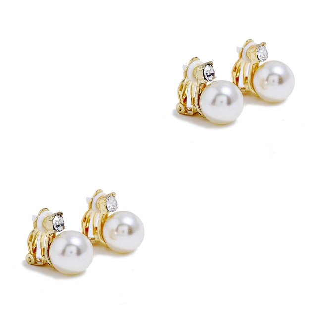 sweethay 1 par de pendientes de Clip de cristal de perla para niñas, joyería de boda para mujeres, pendientes sin para mujeres, Type1 NO1
