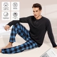 thumbnail image 6 of DG Hill Men’s Pajama Set, 2-Piece Henley Sleepwear with Fleece Pants & Pockets, 6 of 8