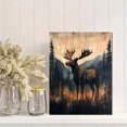 thumbnail image 2 of Qisvanset Framed Canvas Wall Art, 12x16 Inch Panoramic Moose Woodland Animal Hanging Art, 2 of 5
