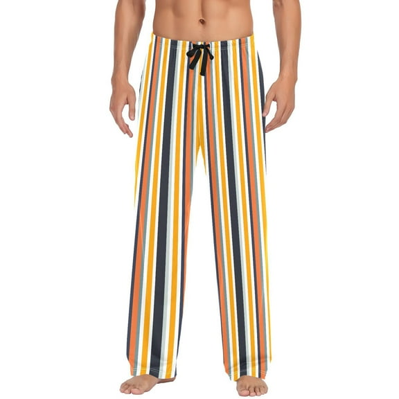 Men's Pajama Pants Colorful Stripe Cotton Long Sleepwear Lounge Pants L