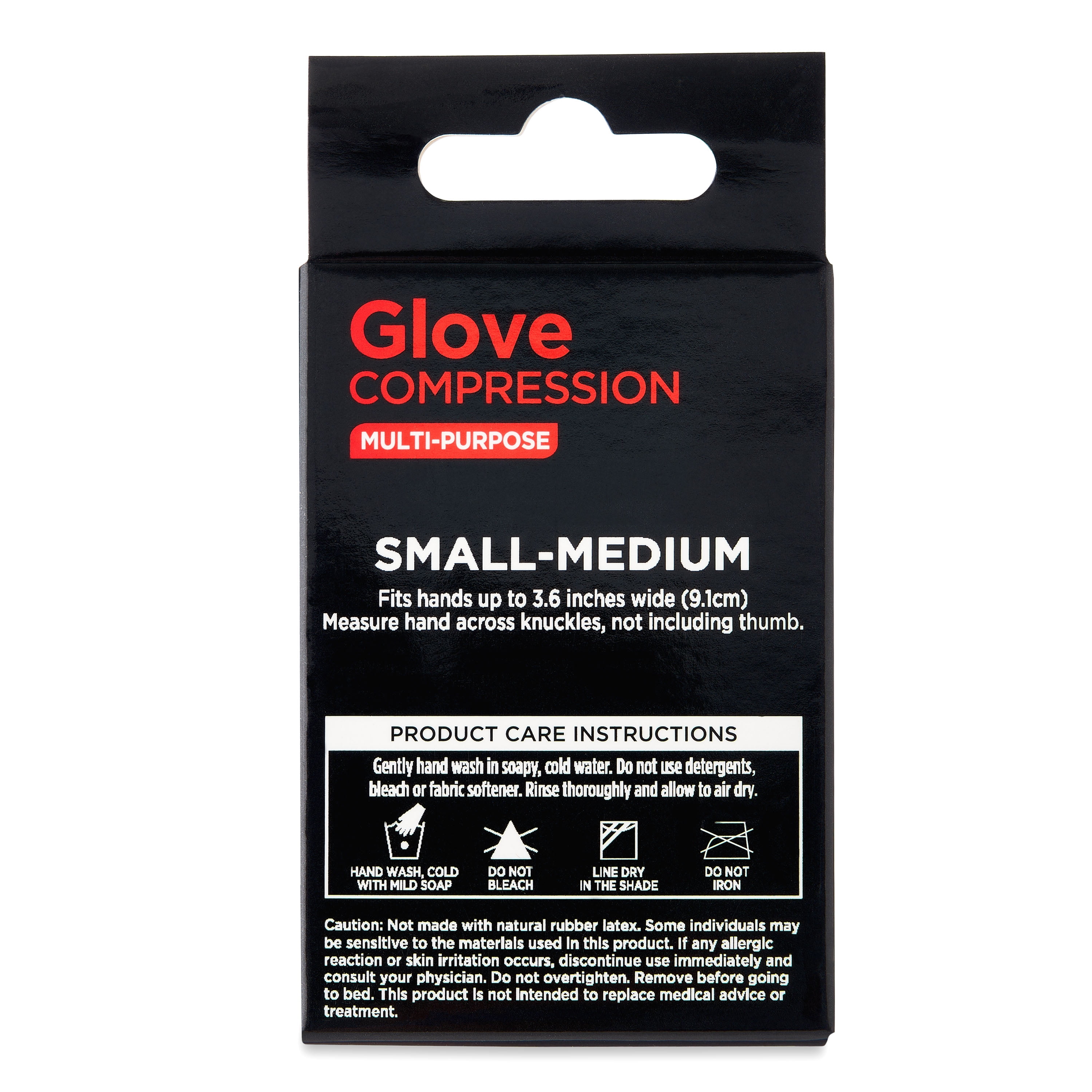Equate Multi-Purpose Compression Glove, Black, Adjustable Fit, Small to Medium Size
