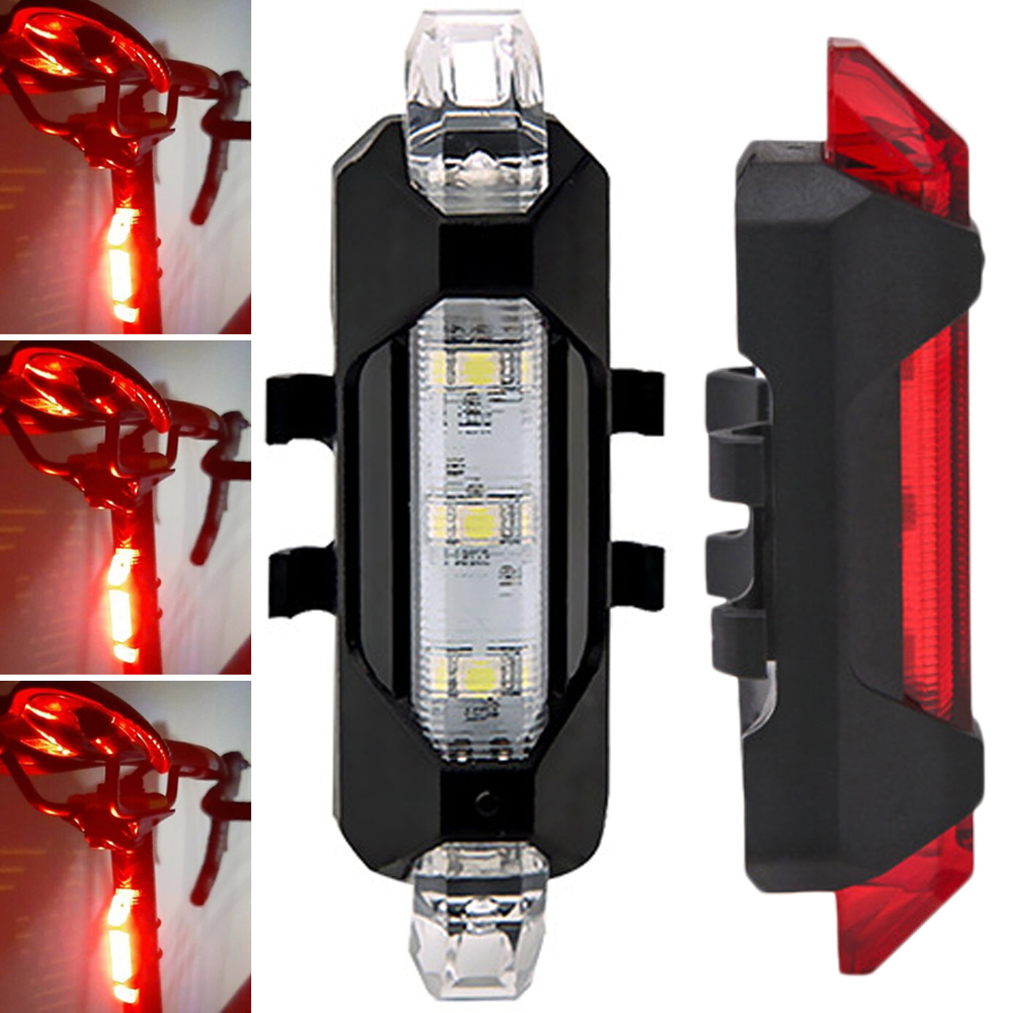 Bike Tail Light Bicycle Rechargeable USB 5 LED Safety Rear Lamp Flashing Warning