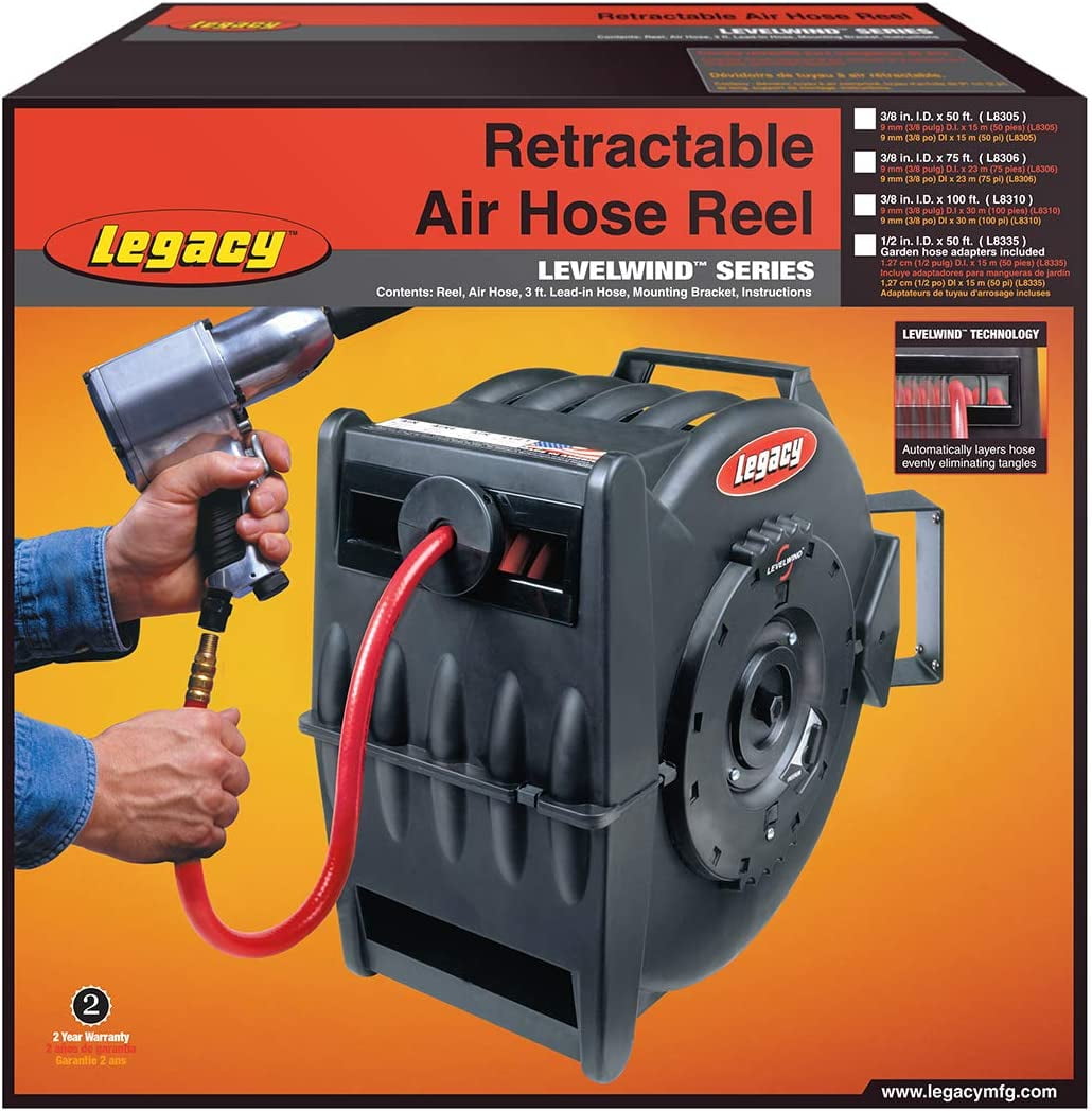 Legacy L8250 3/8 X 50' Retractable Air Hose Reel