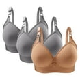 thumbnail image 2 of LLYWEY No Underwire Bras for Women Full-Coverage Bras Women Wirefree Ladies Tie-Front Bra Style-1245 Women Back-Smoothing Bra Feature Adult Female Training Sports Bras Khaki 42B, 2 of 3
