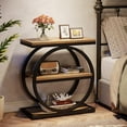thumbnail image 7 of Tribesigns End Table, Narrow End Table with 3 Storage Shelves, Wood Side Table with Black Metal Frames, 7 of 7