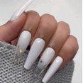 thumbnail image 1 of 24pcs Long Coffin Fake Nails Gradient White False Nails Star Full Cover Artificial Press On Nails For Women And Girls, 1 of 5