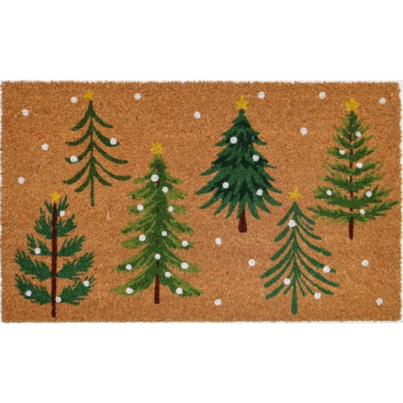 Holiday Time Winter Tree Coir Fiber Doormat 18"x30"