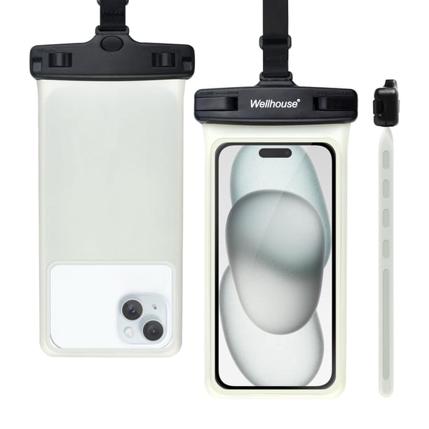 Funda impermeable para teléfono Wellhouse de 7 pulgadas, IPX8, color negro luminoso