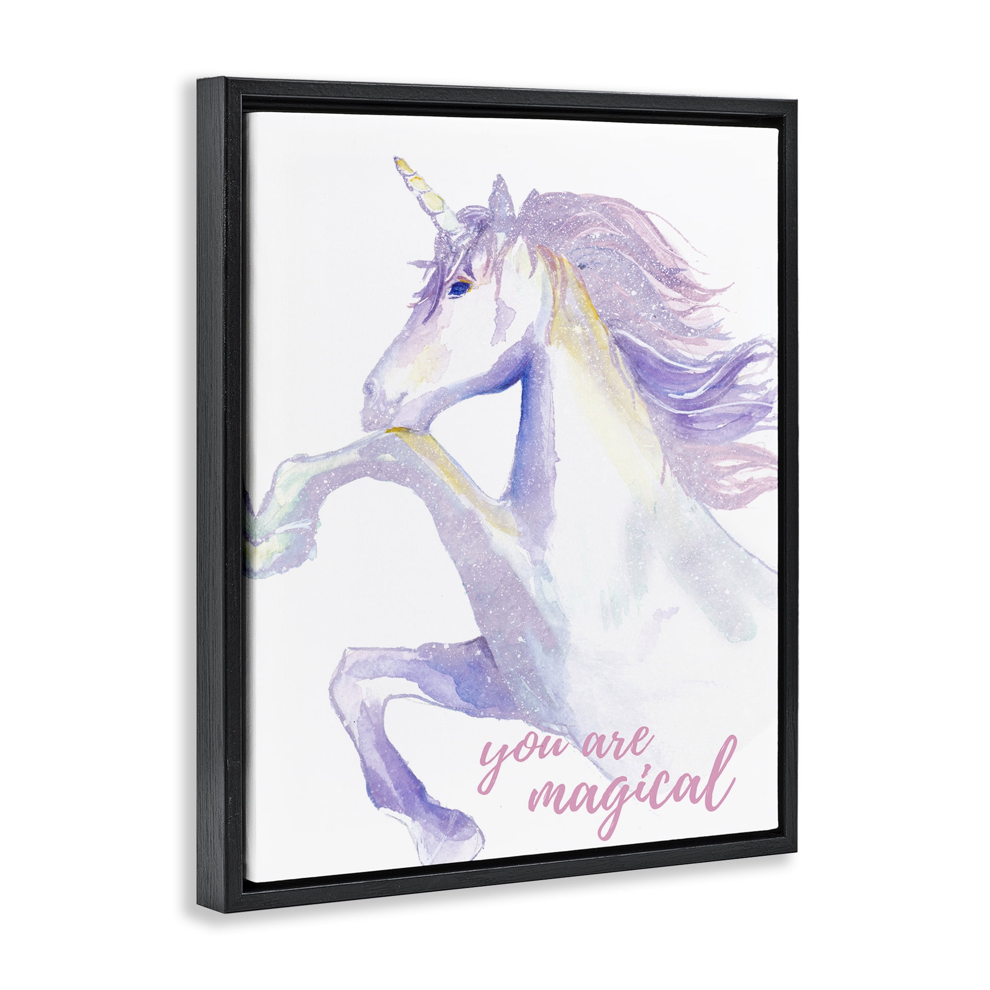 Stupell Industries You Are Magical Unicorn Fairy Tales & Fantasy Painting Black Floater Framed Art Print Wall Art, 17 x 21