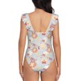 thumbnail image 6 of Yiaed Butterfly Flower Print Women's Ruffled One Piece Swimsuit V Neck Swimwear Slimming Monokini for Woman-Large, 6 of 8