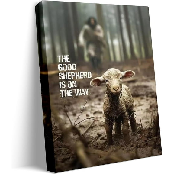 Jesus and Lamb Canvas Wall Art Jesus Running After Lost Lamb Picture Wall Art Canvas Print Christian Home Decor