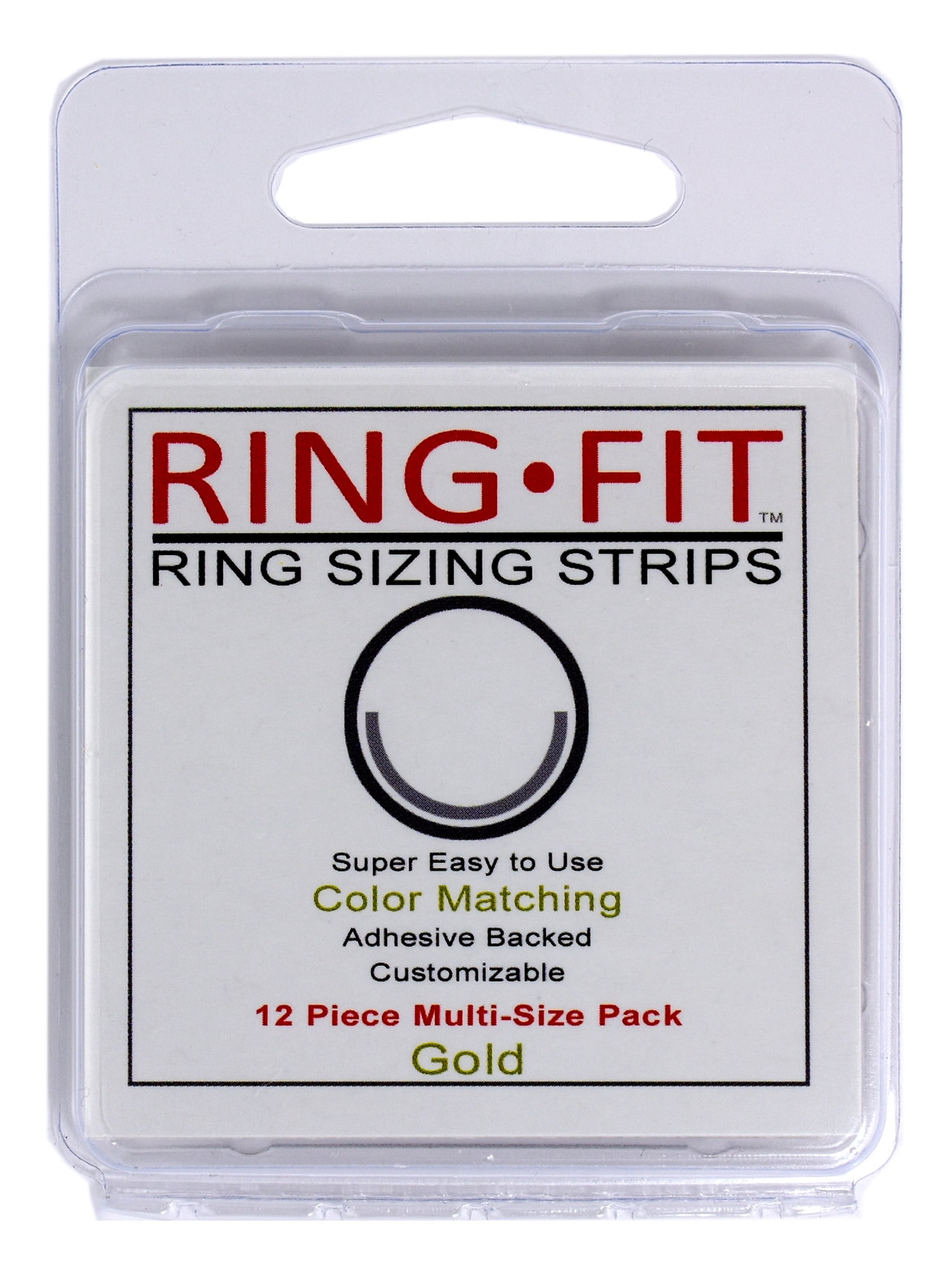 Gold Wider Than 3mm 12 Pack Ring-Fit Ring Sizing Strips for Wide Rings