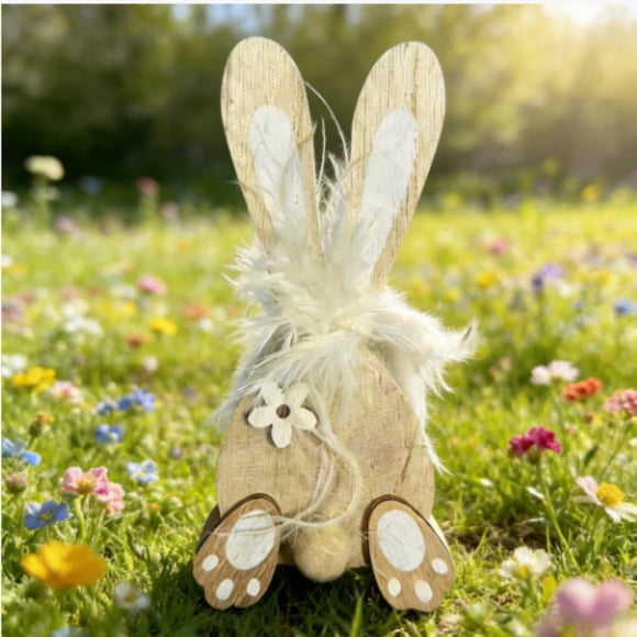 Fwttom Easter Decorations Wooden Craftwork Of Easter Bunny