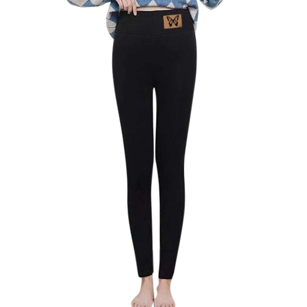 Gibobby Pantalones mujer frío Leggings de invierno para mujer, informales, elásticos, de cintura alta, térmicos, pantalones de entrenamiento(Negro,G)