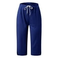 thumbnail image 3 of Capri Pants for Women Split Side High Waist Casual Athletic Knee Length Pants (Blue XL), 3 of 4